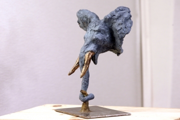 La tête d&#039;éléphant, bronze pièce unique, 30 x 20 x 14 cm