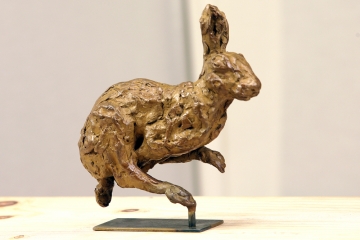 La course du lièvre, bronze 1/8, 20 x 19 x 6 cm